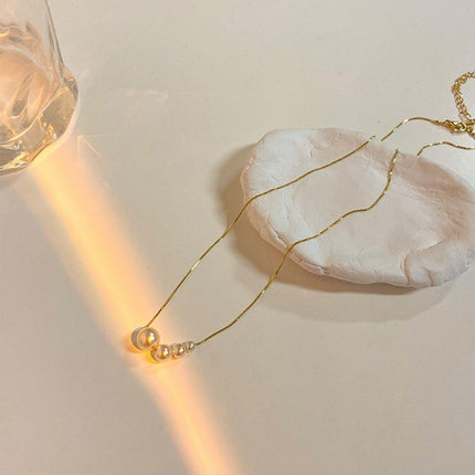 Simple Pearl Necklace with Four Small Elegant Pearls Classic Jewelry Gift