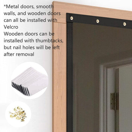 Striped Magnetic Screen Door Curtain Anti Mosquito Mesh Easy Install Ventilation
