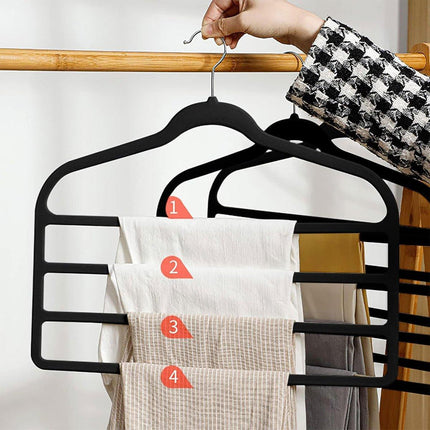 5PCS Multifunctional Non-slip Flocking Rack Multi-layer Hanger Wardrobe Storage