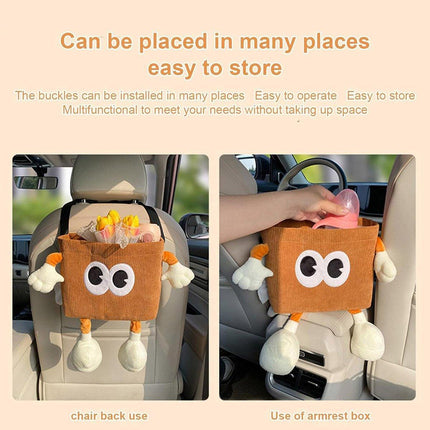 2in1 Car Wastebasket and Tissue Box Multifunctional Car Storage Bucket Organizer
