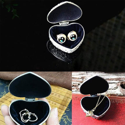 Vintage Heart Shape Jewelry Box Gift Box Metal Trinket Box Storage Organizer
