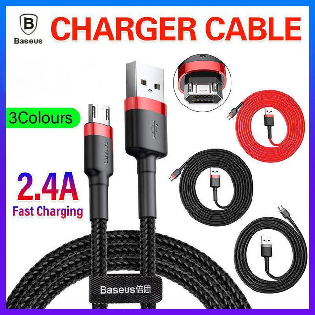 Baseus Micro USB 2.4A Fast Charging & Data Sync Cable Cord For Android Samsung 1PC 2M - Aimall