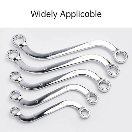 5PCS Double Ended S-Shaped Ring Wrench Set Purpose U Shaped Curved Handle Tools
