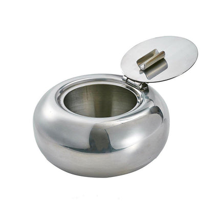 Stainless Steel Ashtray with Cover Smokeless Drum Design Windproof Ash Tray