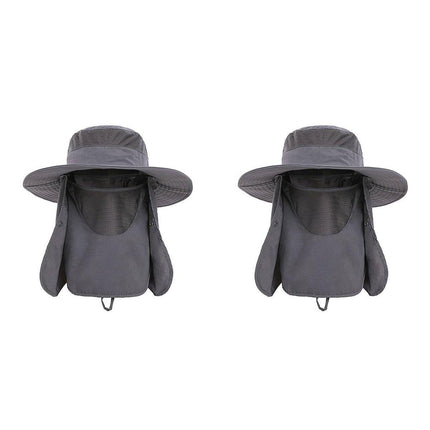 2PCS Outdoor Fisherman Hat Men Women Sun Protection Fishing Cap Bucket Hat