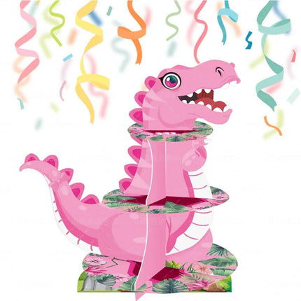 3 Tier Cartoon Dinosaur Party Cake Display Stand Dessert Cupcake Rack Holder