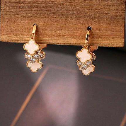 Original Fashion Simple Zircon Four-leaf Clover Earrings Luxury Elegant