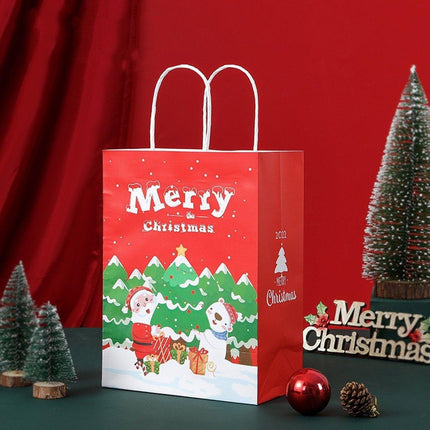 25PCS Christmas Tote Bags Kraft Paper Gift Bags Party Favor Holiday