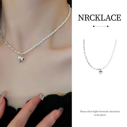 Elegant Simple Silver Heart Necklace with Freshwater Pearl Perfect Gift Jewelry