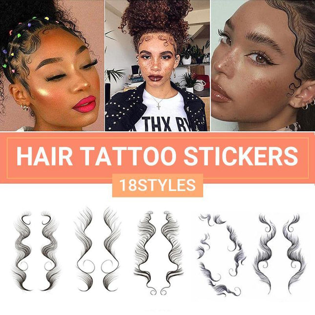 Baby Hair Tattoo Stickers Black Hairline Edge Decals Curly Women Stickers Fringe - Aimall