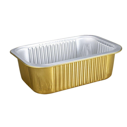 50 PCS Thickened Foil Box with Plastic Lid Rectangular Aluminum Foil