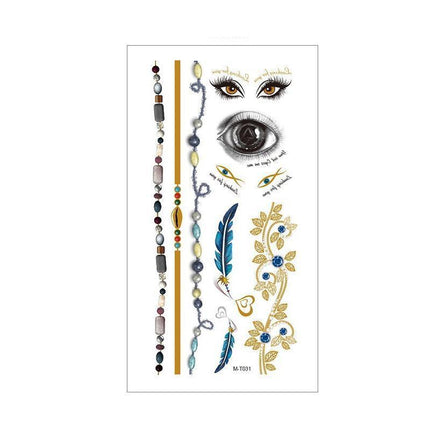 Women Lady Metallic gold silver color boho arm Body Temporary Tattoo Sticker Art - Aimall