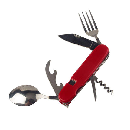 2X 6 in 1 Pocket Hiking Set Tool Fork Spoon Utensil Folding Camping Knife Travel