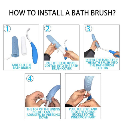 Long Handle Bath Brush Sponge Back Scrubber for Shower Adult Body Cleaning Tool