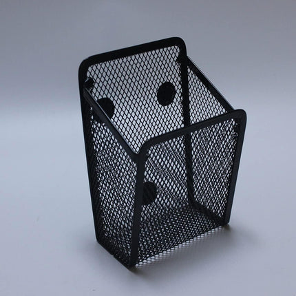 Metal Iron Mesh Pen Holder Magnetic Square Office Desk Storage Organizer Box