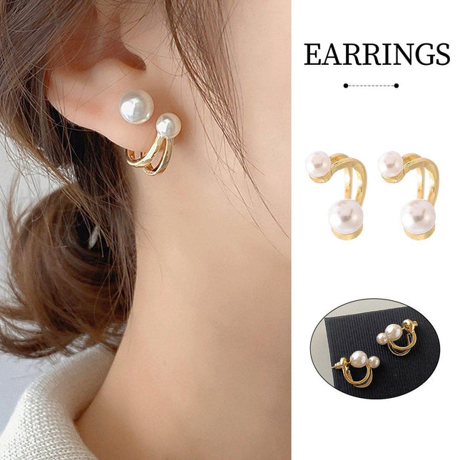 Vintage Pearl Earrings Studs Elegant Jewelry for Women Classic Fashion Accessory