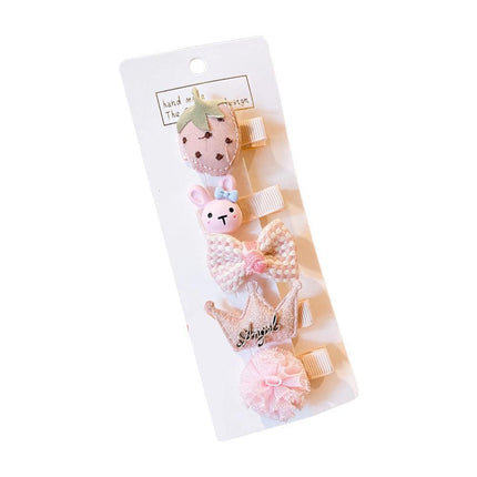 5PCS Girls Bowknot Snap Hair Clips Headband Cute Hair Accessories Set