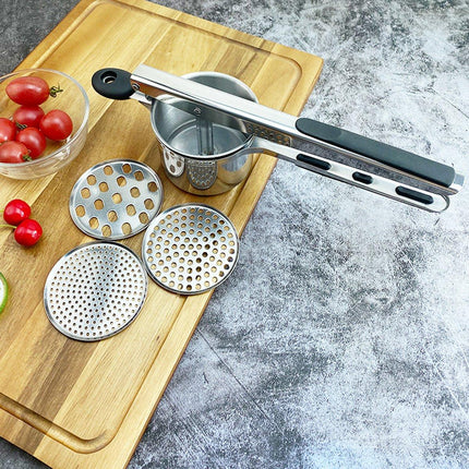 Stainless Steel Manual Potato Masher Fruit Juicer Grinder for Kitchen Use