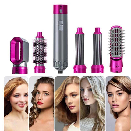 5 IN 1 Hair Dryer Brush Hot Comb Air Volumizer Curler Straightener Curling Style - Aimall