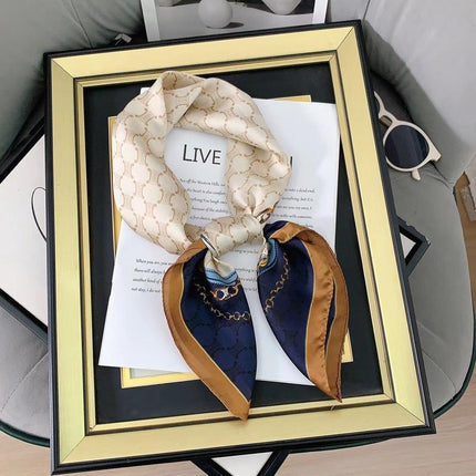 Square Silk Feel Satin Scarf Small Vintage Head Neck Hair Tie Band Women Elegant - Aimall