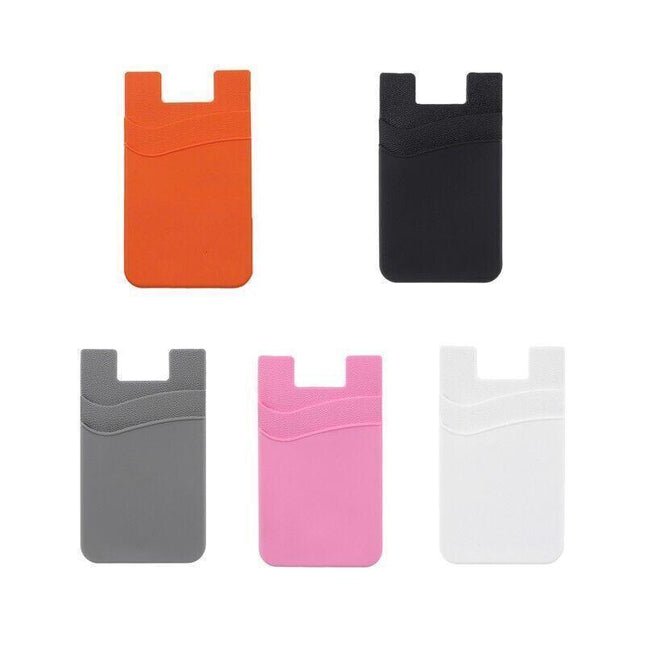 Silicone Mobile Phone Back Double Layers Card Holder Wallet 3M Stick On Adhesive - Aimall