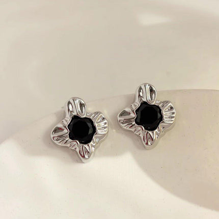 Vintage Black Stud Earrings Women Retro Style Dripping Oil Fashion Jewelry