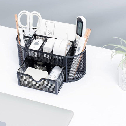 Creative Metal Desktop Pen Holder Multi-function Storage Box Organizer Rack