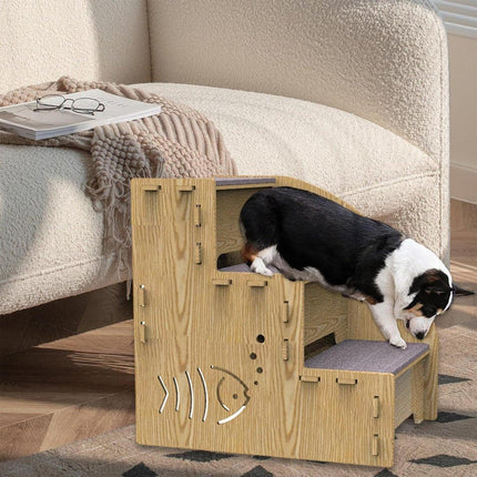 Wooden Pet Climbing Ladder Bed Step Frame Durable Climbing Frame for Small Pets