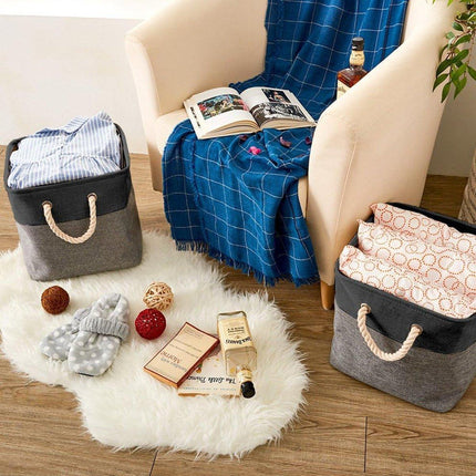 Large Linen Fabric Laundry Basket Home Storage Basket Dirty Clothes Bin Foldable