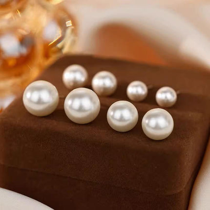 Delicate 925 Sterling Silver 8,10,12,14mm Natural Freshwater Pearl Stud Earrings - Aimall