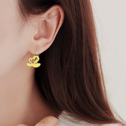 Women Stainless Steel Swan Earrings Bird Animal Dangle Charm Swans Gift Jewelry - Aimall