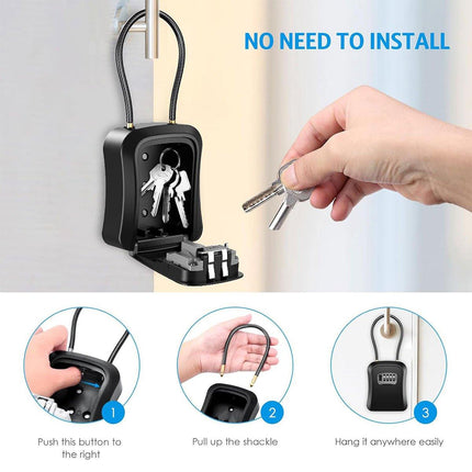 Portable Key Lock Box Hanging Combination Storage Organizer for Home Security