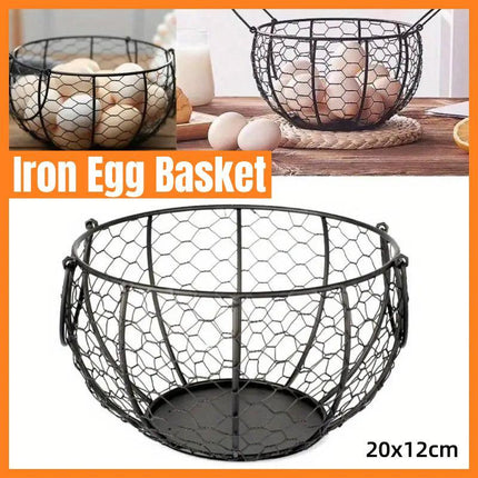 Egg Basket Fruit Storage Basket Blue Iron Basket Home Sundries Organiser Holder