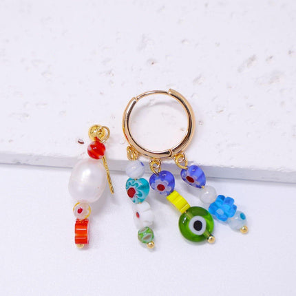 Handmade Colorful Flower Beaded Earrings Bohemian Fashion Jewelry Gift