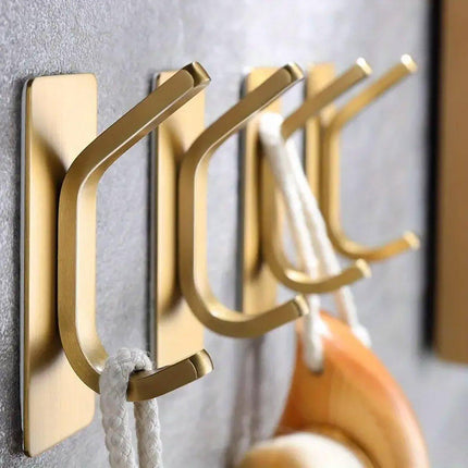 4pcs Stainless Steel Adhesive Hook Towel Hook Bathroom Kitchen Door Coat Hook