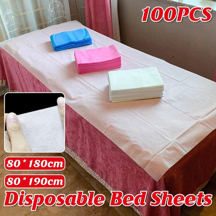 100pcs Non-Woven Breathable Bed Sheet for Beauty Salon Spa Hotel Travel Use
