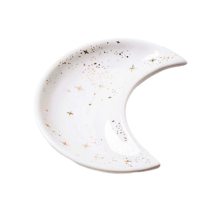 Moon Shaped Decorative Plate Fruit Tray Jewelry Storage Rack Dip Saucer for Home