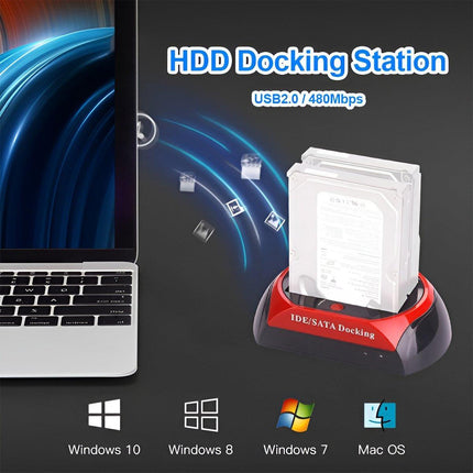 Dual SATA IDE HDD Docking Station 2.5" 3.5" Hard Disk Drive Dock Reader OTB Card