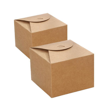 100x Kraft Paper Wedding Favour Candy Boxes - 9x9 & 12x12cm Sizes - Aimall