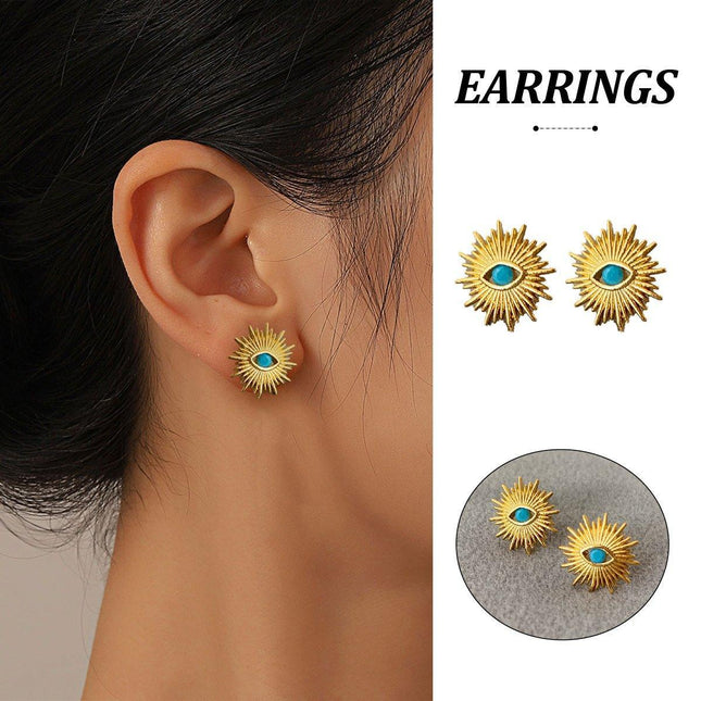 Retro Art Demon Eyes Stud Earrings Unique Design Gothic Fashion Jewelry Girl