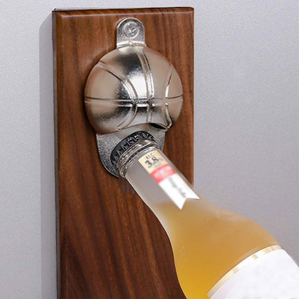 Magnetic Wooden Beer Bottle Opener Football Basketball Wine Opener Refrigerator