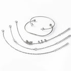 4 Stylish Hand Jewelry Diamond Set Butterfly Crescent Coin Open Set Bracelet - Aimall