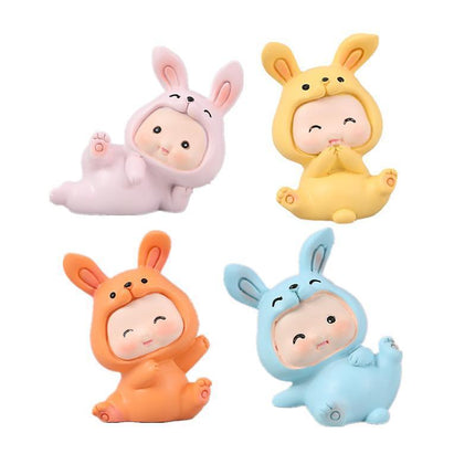 Rabbit Animal Figure Toys Ornament Car Console Dashboard Decor Car Home Room - Aimall