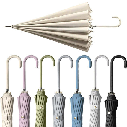 Large 16 Bone Automatic Umbrella Unisex Long Handle Dual Use Rain Sun Umbrella