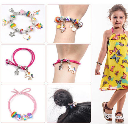 Beads Jewellery Charms Pendant Set DIY Craft Girls Kids Gift Bracelet Making Kit - Aimall