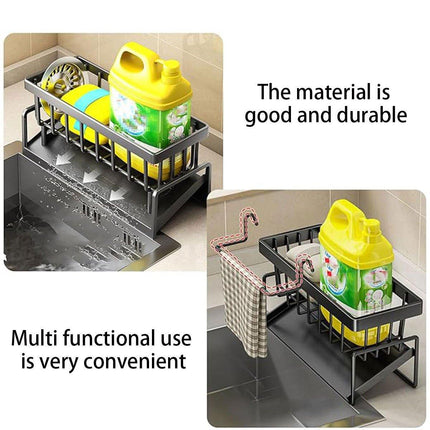 Kitchen Sink Caddy Storage Organizer Steel Sponge Soap Brush Holder Faucet Rack