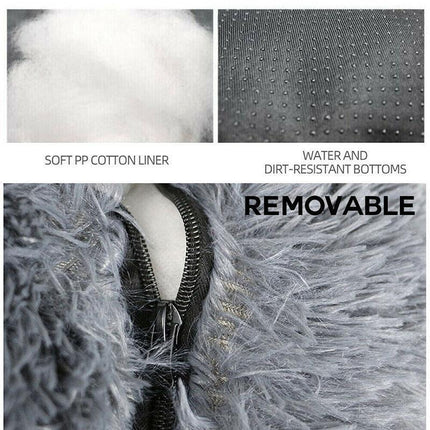 Dark Grey Cozy Plush Cat Dog Bed Soothing Donut Cushion Nest Washable Pet Sleeping Kennel - Aimall