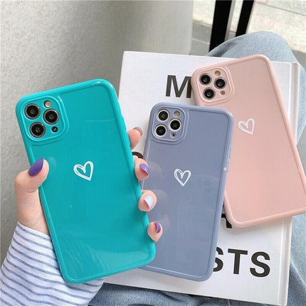 Pink Girly Heart Shockproof Case For iPhone 13 12 11 Pro Max Mini XR 8 7 X XS MAX - Aimall