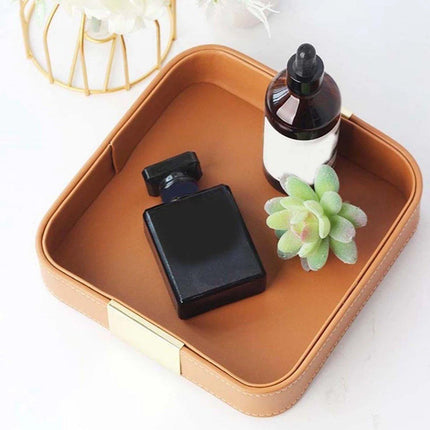 Leather Desktop Storage Tray Key Organizer Entryway Cosmetic Clutter Tray