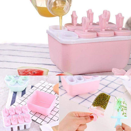 6/8 Cells Mould Maker Ice Cream Pop Reusable Icy Pole Frozen Square Molds Block